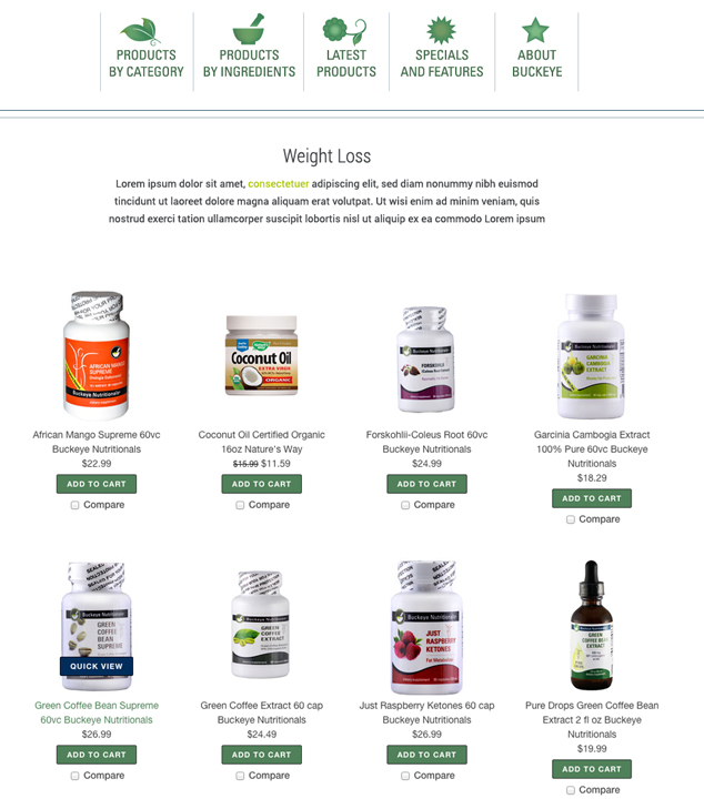 Ecommerce Nutritional Website Design