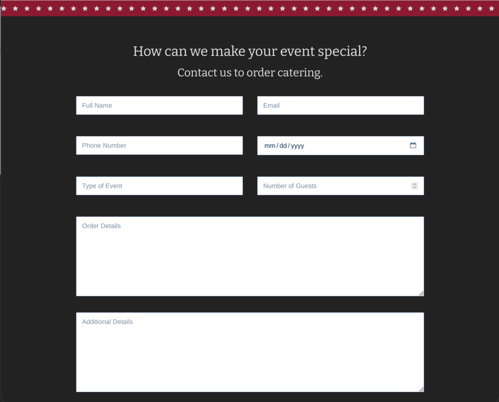 website online catering ordering