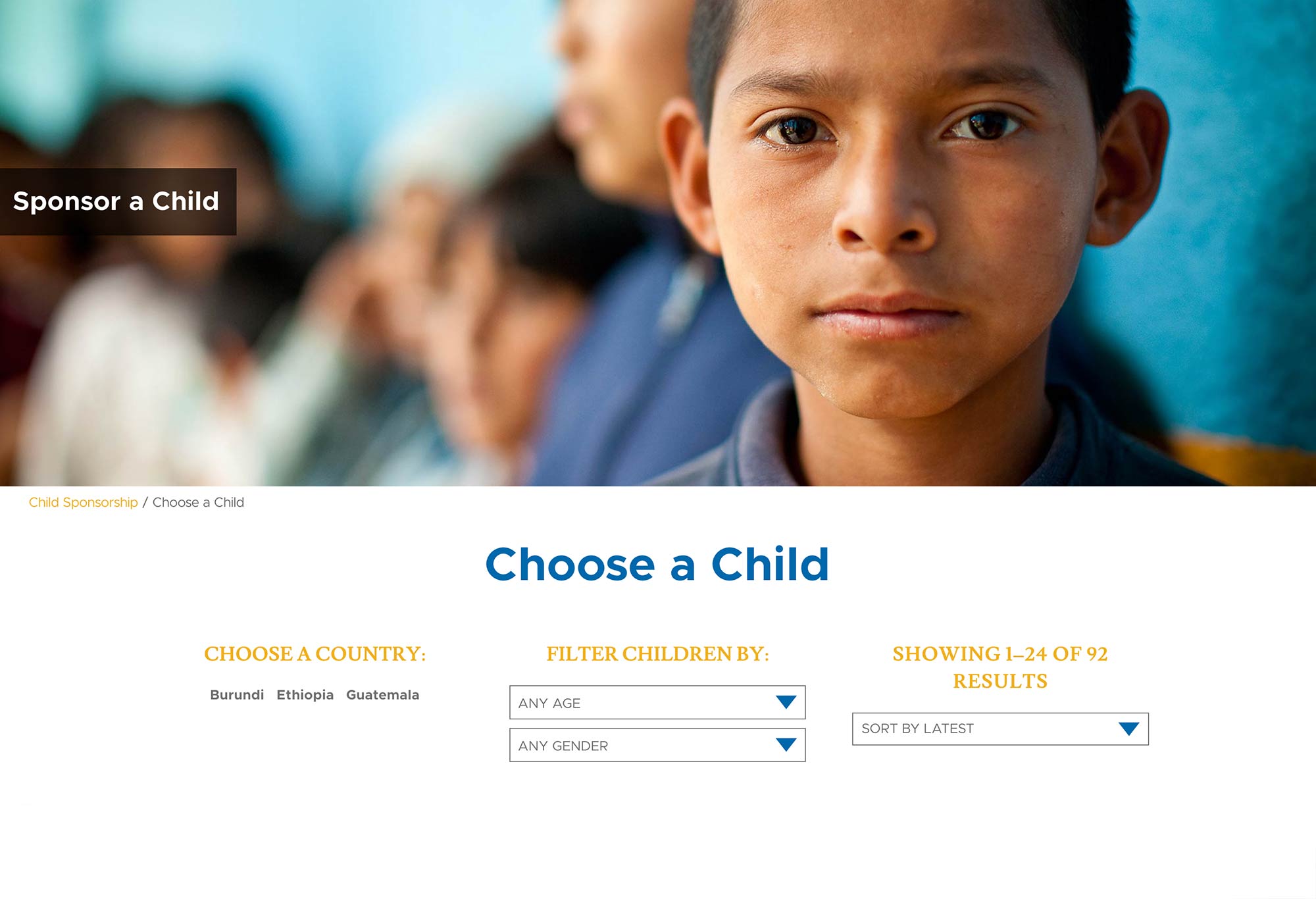 child sponsorship website store